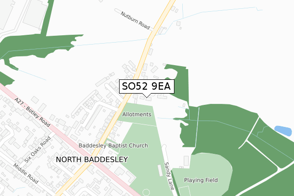 SO52 9EA map - large scale - OS Open Zoomstack (Ordnance Survey)