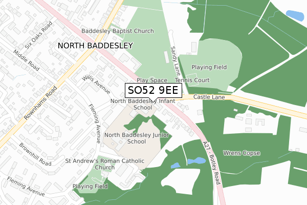 SO52 9EE map - large scale - OS Open Zoomstack (Ordnance Survey)