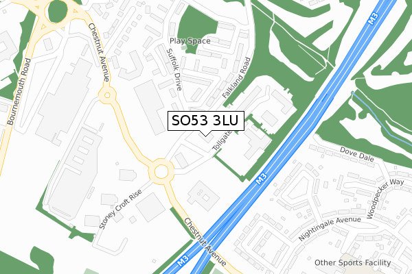SO53 3LU map - large scale - OS Open Zoomstack (Ordnance Survey)