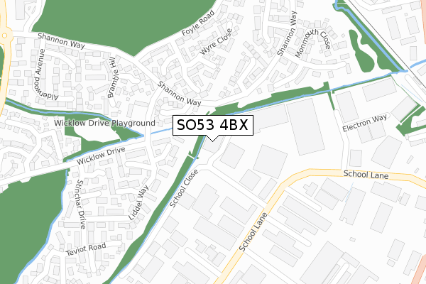 SO53 4BX map - large scale - OS Open Zoomstack (Ordnance Survey)