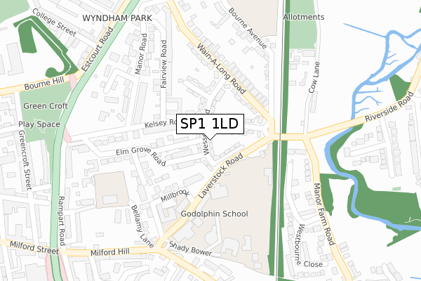 SP1 1LD map - large scale - OS Open Zoomstack (Ordnance Survey)