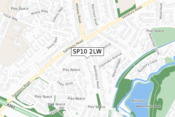 SP10 2LW map - large scale - OS Open Zoomstack (Ordnance Survey)