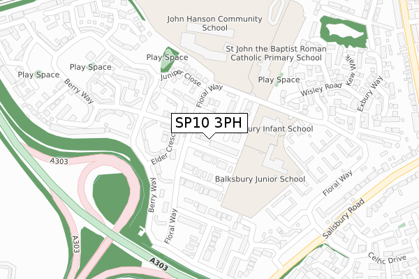 SP10 3PH map - large scale - OS Open Zoomstack (Ordnance Survey)