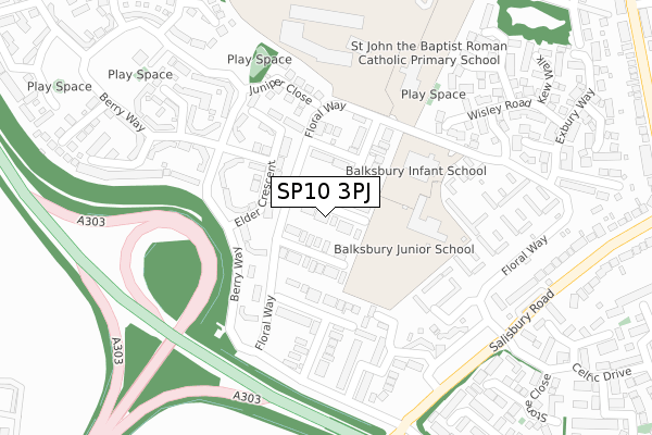 SP10 3PJ map - large scale - OS Open Zoomstack (Ordnance Survey)
