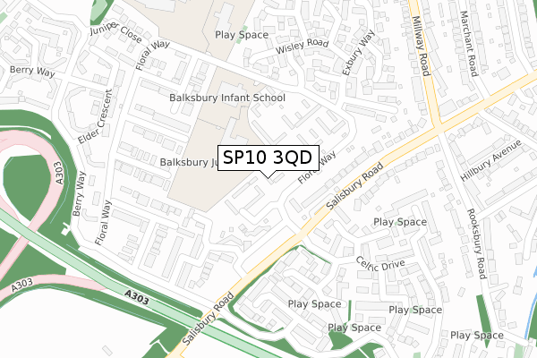 SP10 3QD map - large scale - OS Open Zoomstack (Ordnance Survey)