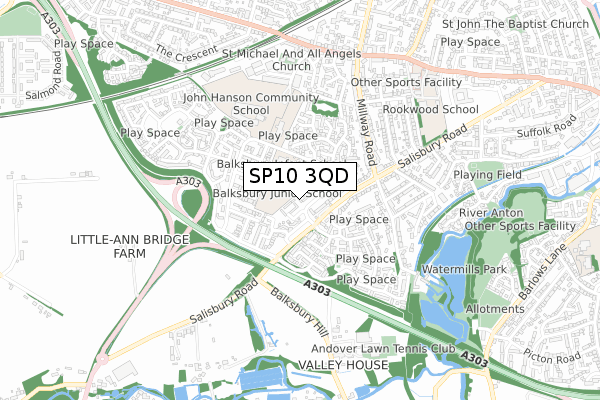 SP10 3QD map - small scale - OS Open Zoomstack (Ordnance Survey)