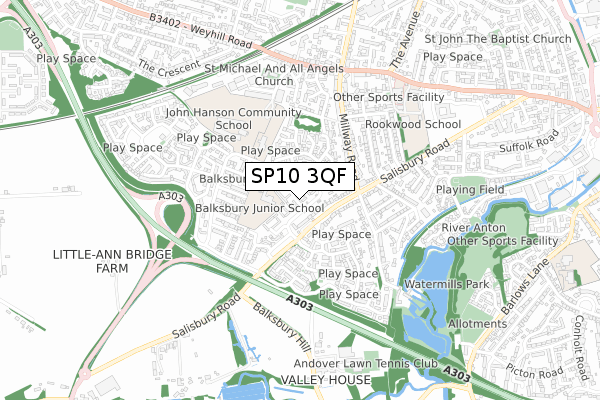 SP10 3QF map - small scale - OS Open Zoomstack (Ordnance Survey) SP10 3QF map - small scale - OS Open Zoomstack (Ordnance Survey)