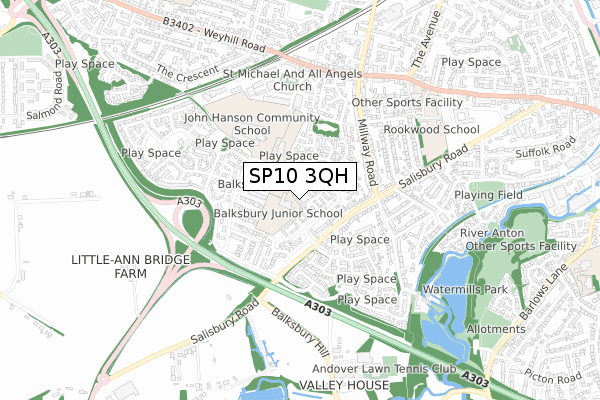 SP10 3QH map - small scale - OS Open Zoomstack (Ordnance Survey) SP10 3QH map - small scale - OS Open Zoomstack (Ordnance Survey)