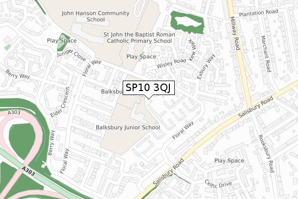 SP10 3QJ map - large scale - OS Open Zoomstack (Ordnance Survey)