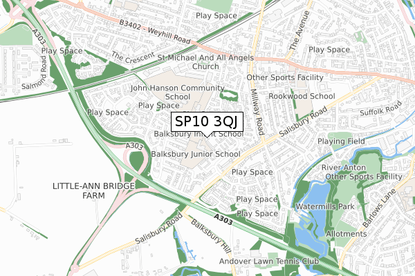 SP10 3QJ map - small scale - OS Open Zoomstack (Ordnance Survey)