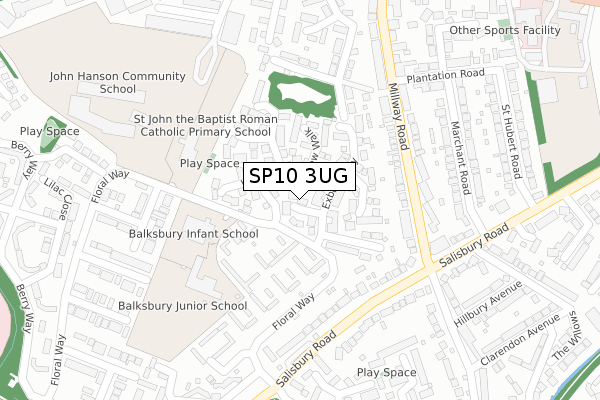 SP10 3UG map - large scale - OS Open Zoomstack (Ordnance Survey)