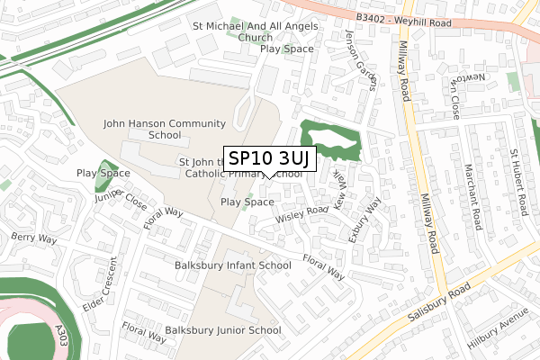 SP10 3UJ map - large scale - OS Open Zoomstack (Ordnance Survey)