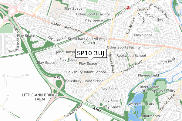 SP10 3UJ map - small scale - OS Open Zoomstack (Ordnance Survey)