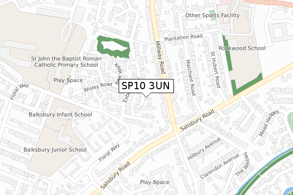 SP10 3UN map - large scale - OS Open Zoomstack (Ordnance Survey)