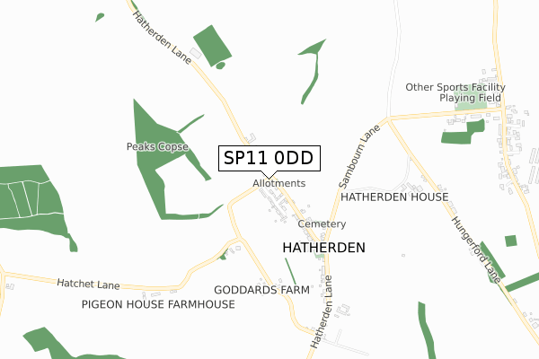 SP11 0DD map - small scale - OS Open Zoomstack (Ordnance Survey)