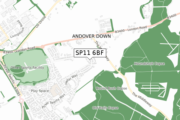 SP11 6BF map - small scale - OS Open Zoomstack (Ordnance Survey) SP11 6BF map - small scale - OS Open Zoomstack (Ordnance Survey)