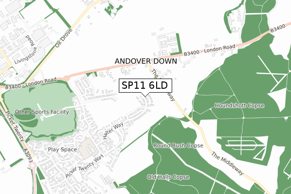 SP11 6LD map - small scale - OS Open Zoomstack (Ordnance Survey)