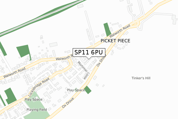 SP11 6PU map - large scale - OS Open Zoomstack (Ordnance Survey)