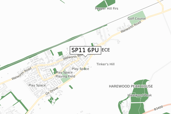 SP11 6PU map - small scale - OS Open Zoomstack (Ordnance Survey)