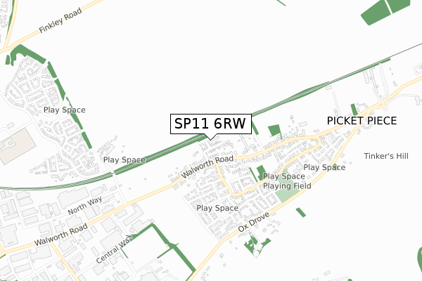 SP11 6RW map - small scale - OS Open Zoomstack (Ordnance Survey)