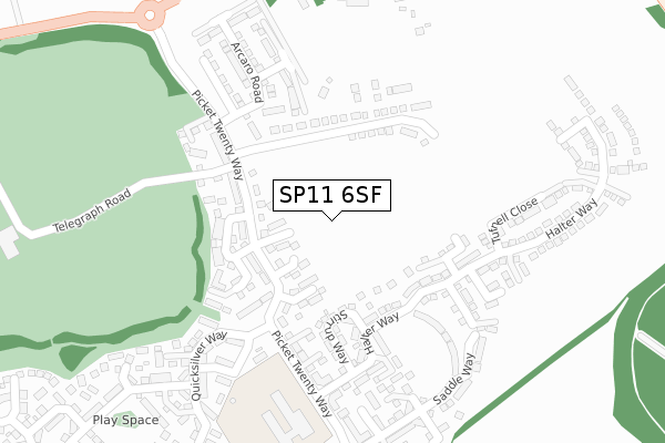 SP11 6SF map - large scale - OS Open Zoomstack (Ordnance Survey)