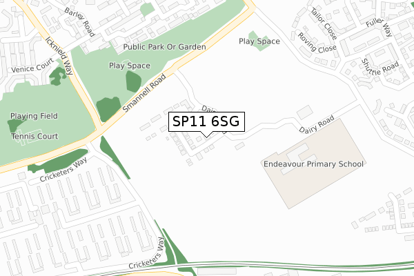 SP11 6SG map - large scale - OS Open Zoomstack (Ordnance Survey)