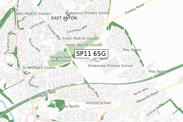 SP11 6SG map - small scale - OS Open Zoomstack (Ordnance Survey)