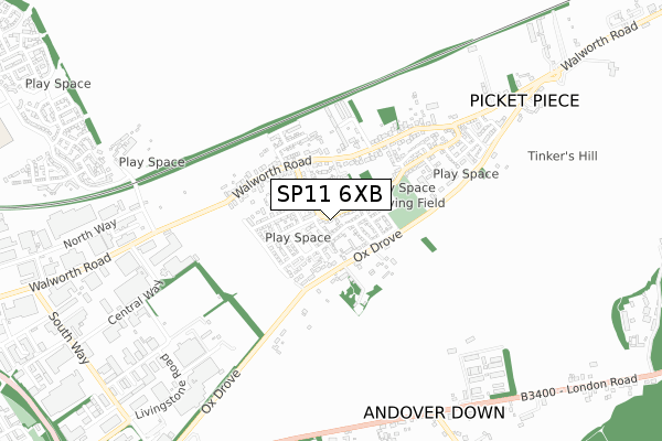 SP11 6XB map - small scale - OS Open Zoomstack (Ordnance Survey)