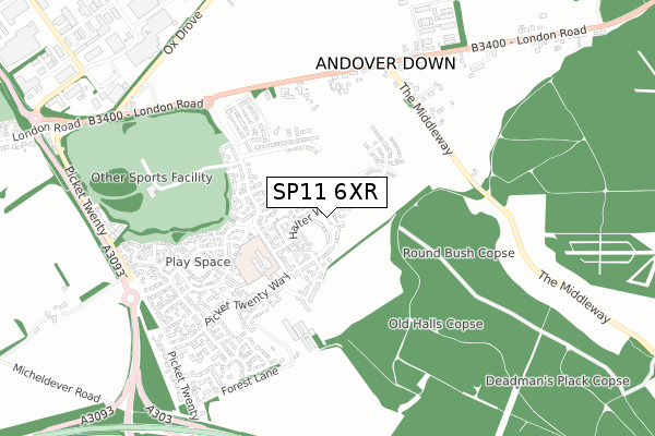 SP11 6XR map - small scale - OS Open Zoomstack (Ordnance Survey)