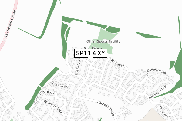 SP11 6XY map - large scale - OS Open Zoomstack (Ordnance Survey)