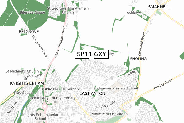 SP11 6XY map - small scale - OS Open Zoomstack (Ordnance Survey)