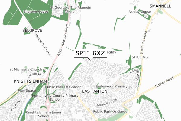 SP11 6XZ map - small scale - OS Open Zoomstack (Ordnance Survey) SP11 6XZ map - small scale - OS Open Zoomstack (Ordnance Survey)