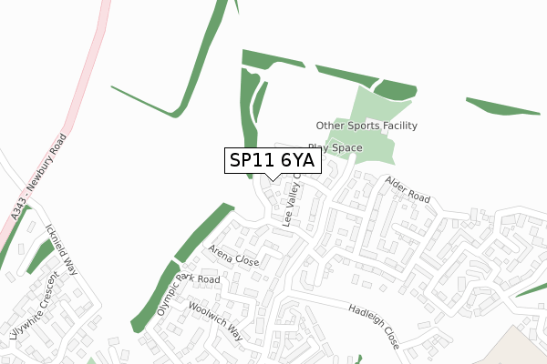 SP11 6YA map - large scale - OS Open Zoomstack (Ordnance Survey)