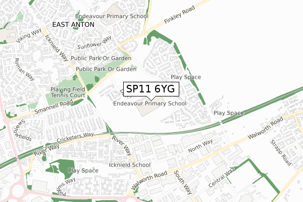 SP11 6YG map - small scale - OS Open Zoomstack (Ordnance Survey)