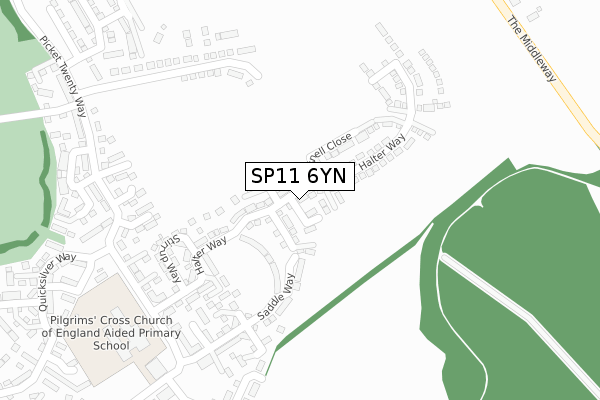 SP11 6YN map - large scale - OS Open Zoomstack (Ordnance Survey)