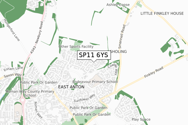 SP11 6YS map - small scale - OS Open Zoomstack (Ordnance Survey)