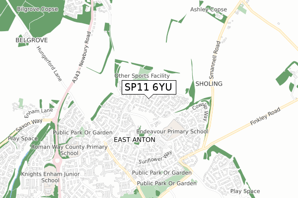 SP11 6YU map - small scale - OS Open Zoomstack (Ordnance Survey)