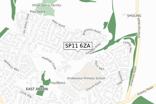 SP11 6ZA map - large scale - OS Open Zoomstack (Ordnance Survey)