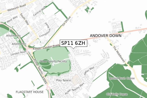 SP11 6ZH map - small scale - OS Open Zoomstack (Ordnance Survey)