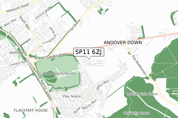 SP11 6ZJ map - small scale - OS Open Zoomstack (Ordnance Survey)