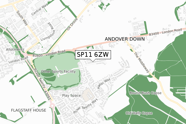 SP11 6ZW map - small scale - OS Open Zoomstack (Ordnance Survey)