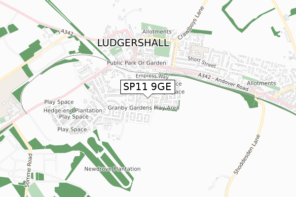 SP11 9GE map - small scale - OS Open Zoomstack (Ordnance Survey)