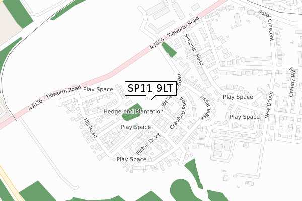 SP11 9LT map - large scale - OS Open Zoomstack (Ordnance Survey)