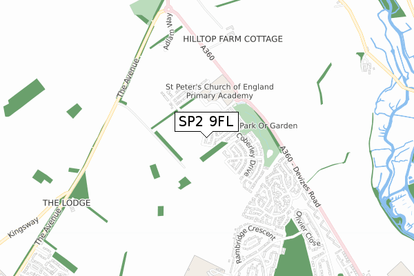SP2 9FL map - small scale - OS Open Zoomstack (Ordnance Survey)