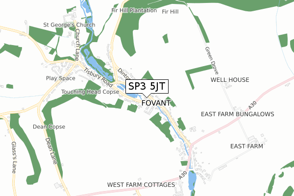 SP3 5JT map - small scale - OS Open Zoomstack (Ordnance Survey)