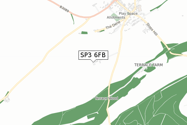 SP3 6FB map - small scale - OS Open Zoomstack (Ordnance Survey)