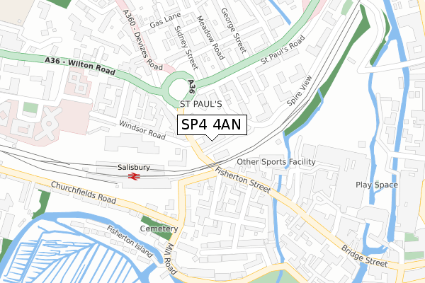 SP4 4AN map - large scale - OS Open Zoomstack (Ordnance Survey)