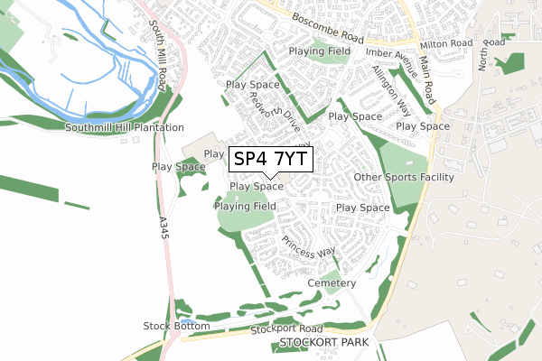 SP4 7YT map - small scale - OS Open Zoomstack (Ordnance Survey)