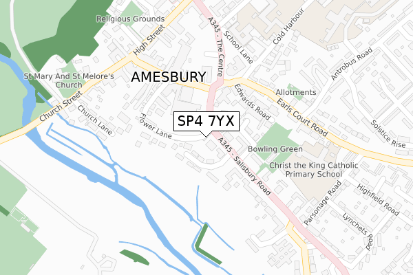 SP4 7YX map - large scale - OS Open Zoomstack (Ordnance Survey)