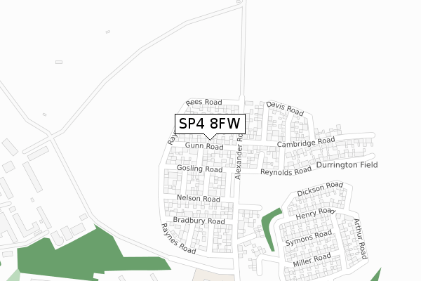 SP4 8FW map - large scale - OS Open Zoomstack (Ordnance Survey)